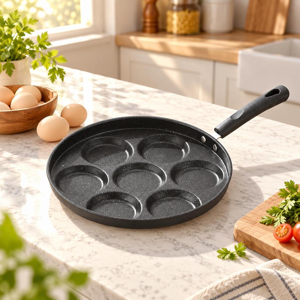 MultiCompartment Egg Skillet Nonstick Breakfast Pan with Compartments Divided Frying for