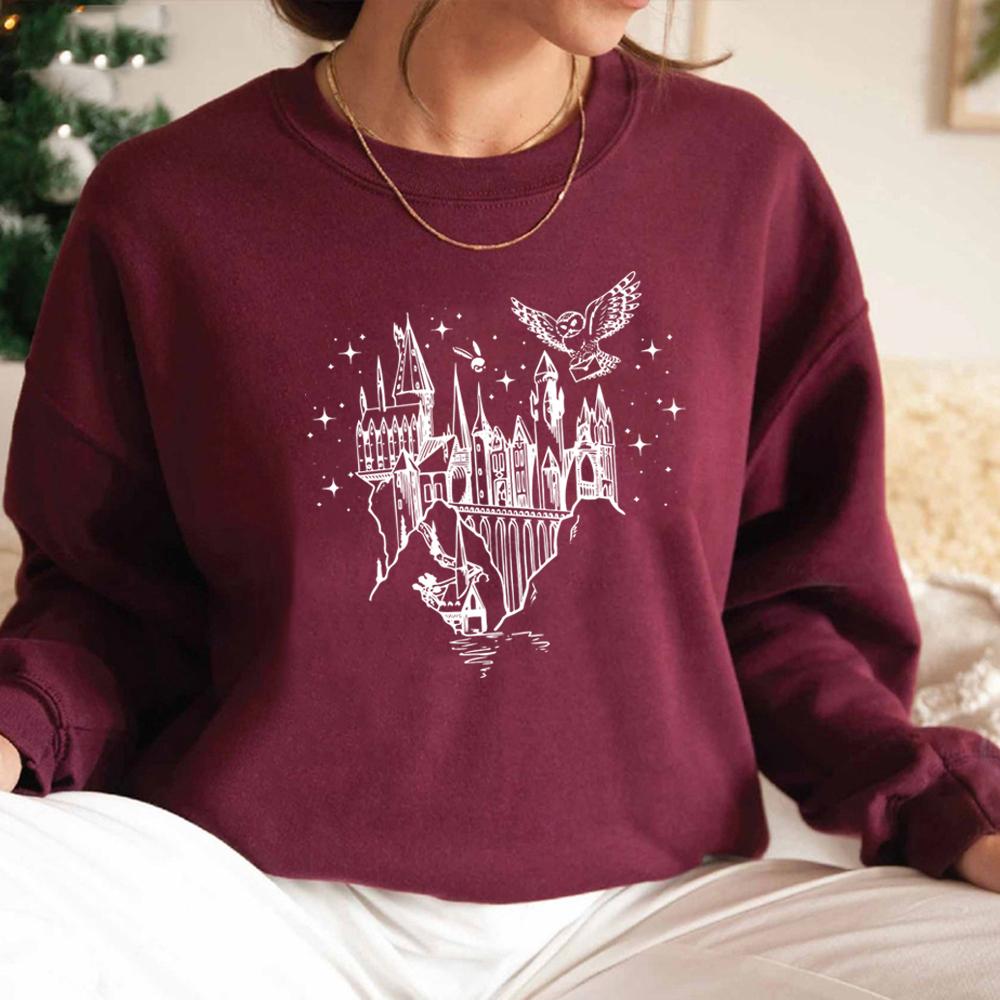 Bluza z kapturem Wizard Castle Bluzy z kapturem Believe in Magic Bluzy z kapturem Magical School Bluzy damskie z długim rękawem Bluza z kapturem Wizard School Top