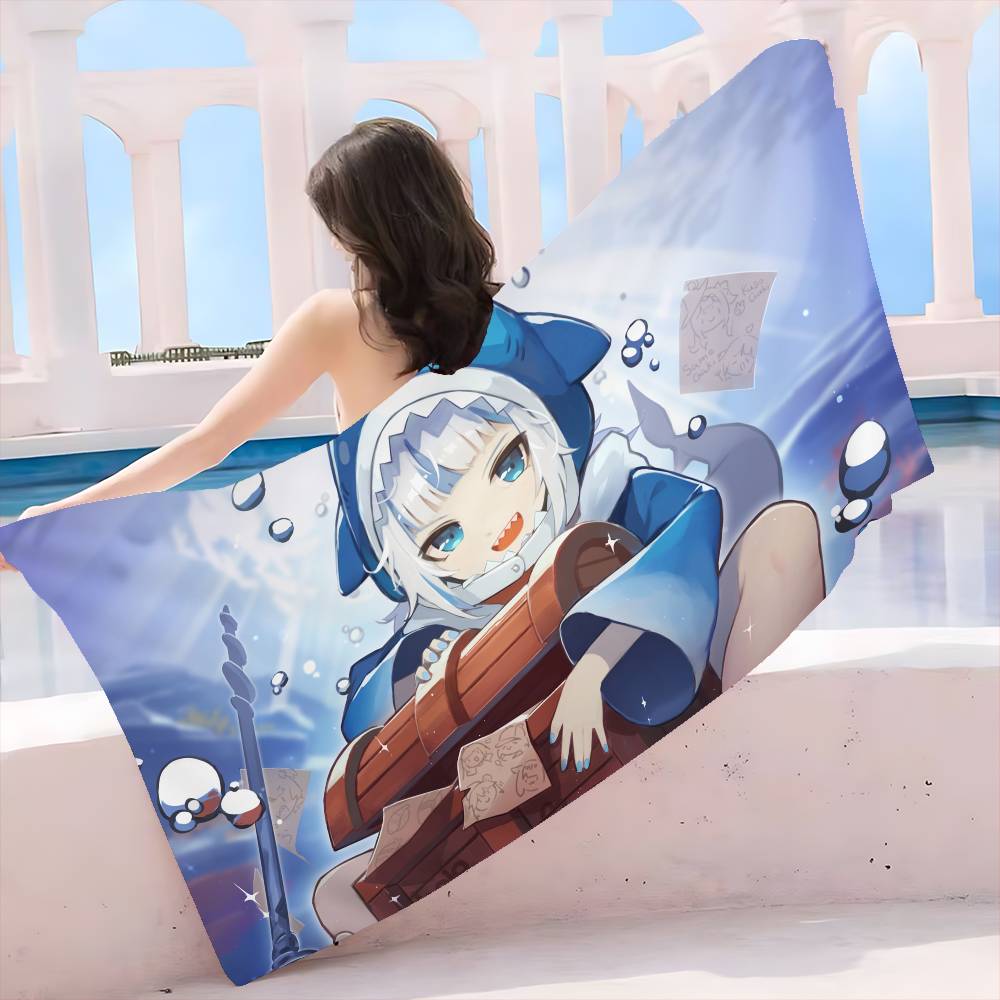 Cartoon Girl G-Gawr G-Gura Big Microfiber Beach Towels Quick Dry Towel Sand Beach Towels Pool Towel for Travel Swim Pool Yoga