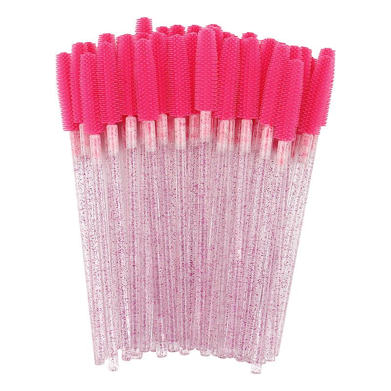 50-Pack Disposable Eyelash Crystal Silicone Brush Set