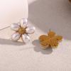 Elegant Stainless Steel 18K Gold Plated French-Style Faux Pearl Flower Stud Earrings Women