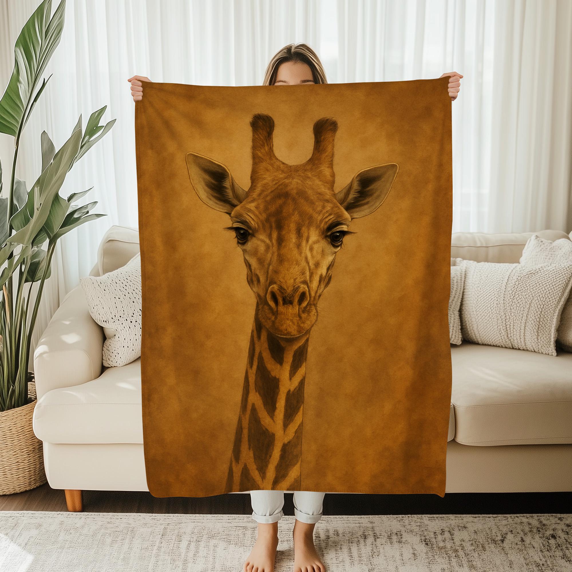 

Giraffe Portrait Fleece Flannel Blanket Retro Safari Art Animal Lover Gift Couch Nursery Decor 75x100cm (30x40inch)