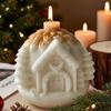 Christmas House Candle Mold-Snow-Covered Roof Cottage with Front Door,Reusable Silicone Wax and Soap Mold for Holiday Decoration