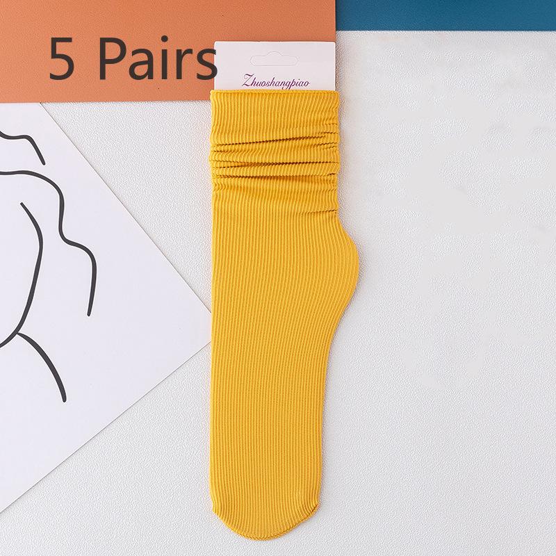 5 Pairs of Women's Summer Thin Breathable Academy Wind Tube Pile Socks