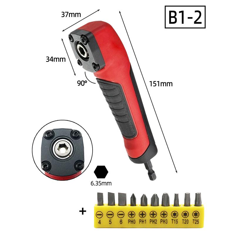 90 Angle Screwdriver Set Socket Holder Adapter Adjustable Bits Drill Bit Screw Driver Tool Hex Bit Socket Slotted Phillips Bits