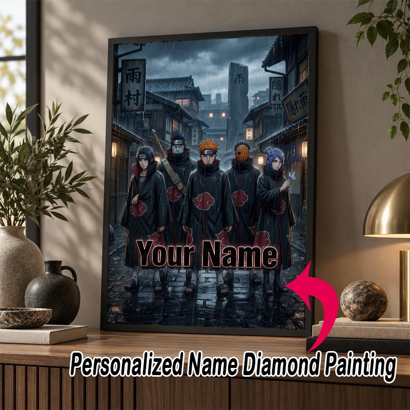 Personalized Akatsuki Naruto Diamond Art Custom Name 5D Diamond Painting Full Drill DIY Craft