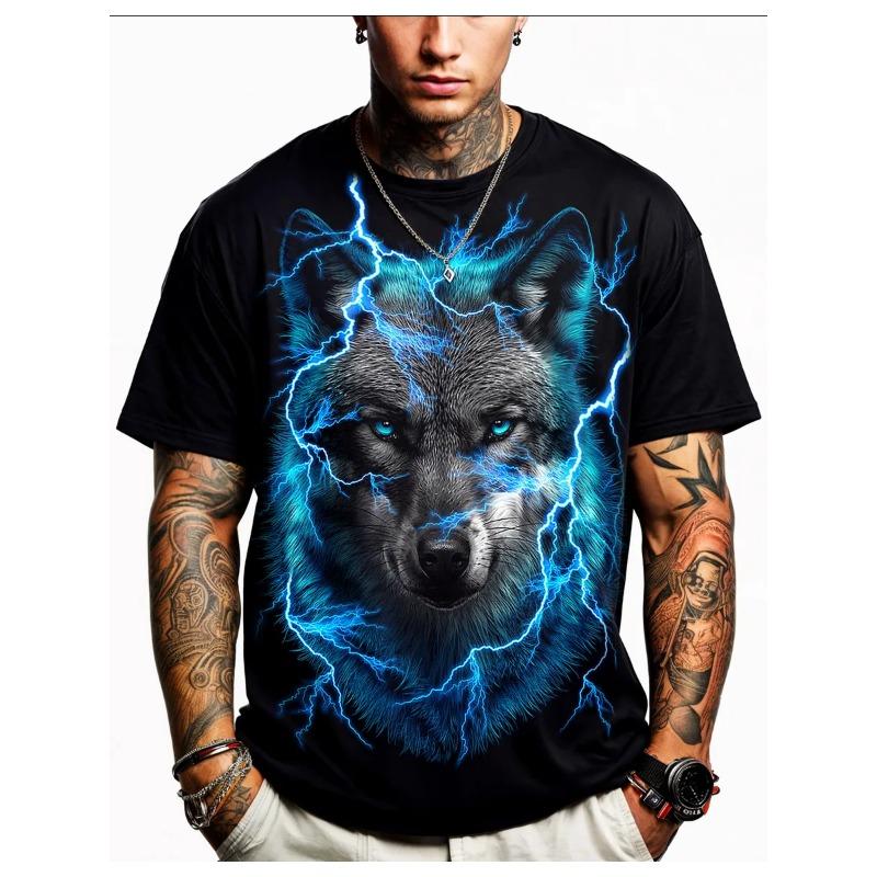 Russian Men's Summer 3D T-shirt Fashionable Casual Loose Animal Pattern Printed Round Neck Short Sleeved T-shirt Top