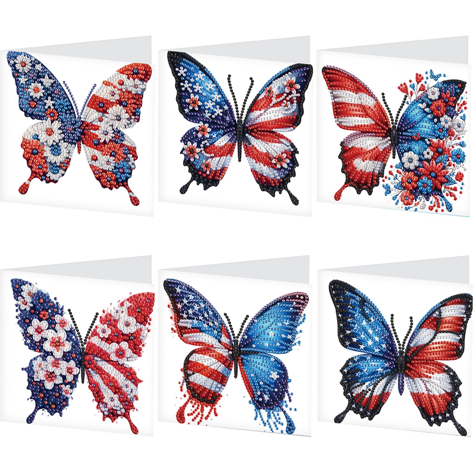 

6pcs DIY Rhinestone Diamond Art Mosaic Postcards Diamond Art Handmade Cards Creative Birthday & Thanksgiving Card Kit