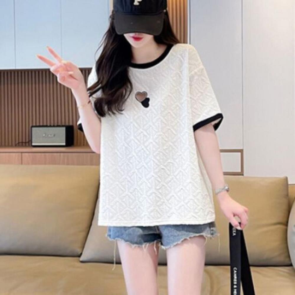 Navava NT1760 Simple Embossed HearT PoinT T shirT
