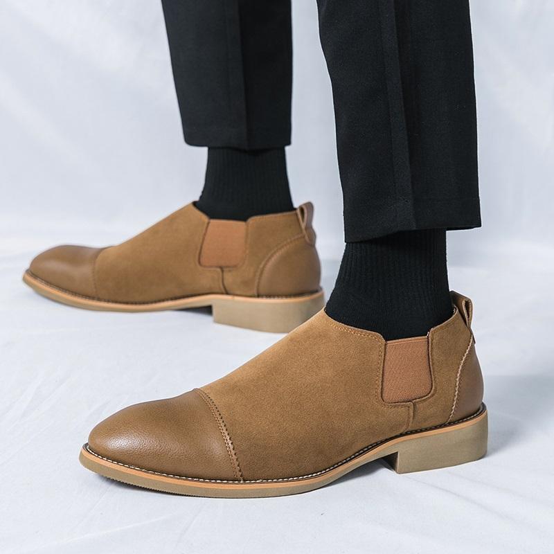 Street Fashion New Men's Black Brown Slip On Patchwork Flats Shoes Designer Wedding Dress Homecoming Footwear Zapatos Hombre