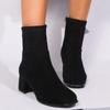 Women's Round Head Thick Heel Medium Heel Stretch Suede Boots