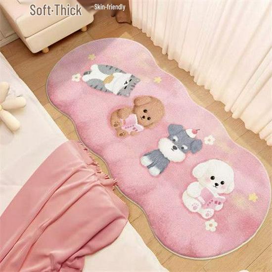 Thickened Plush Faux Cashmere Bedroom Bedside Rug