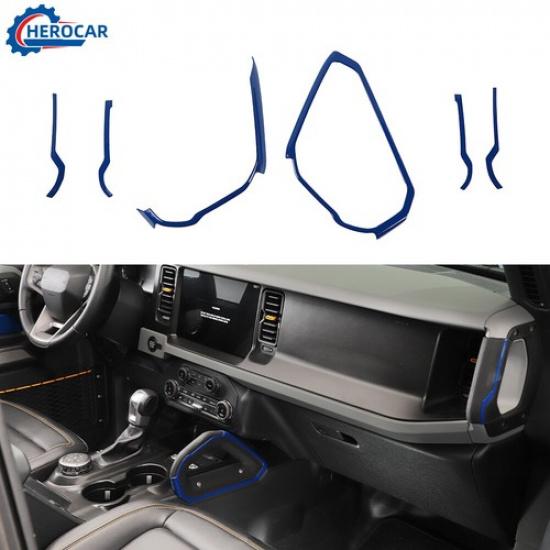 6 set Center Console Dashboard Dashboard Cover Trim For Ford Bronco +Blue