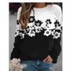 Casual Retro Long Sleeve Sweatshirt 3D Digital Print Round Neck Women's Fashion Polyester Fiber Full Length Cotton Blend