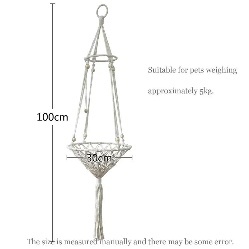 Cat Hammock Hanging Basket Swing Window Cute Pet Cat Hand-woven Cotton Rope Bed Kitten House Tent Pet Accessories
