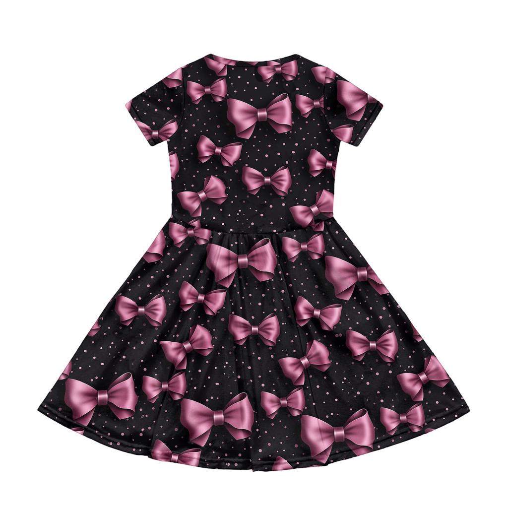 Girl Summer Dress Color & Print Short Sleeve Dress With Pocket Casual Dress Shorts Sleeve Party Dress Easter Day