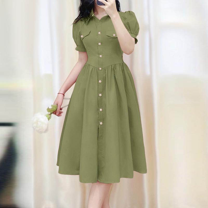 ZANZEA Vestido Casual de Verão Feminino com Gola Reversível, Cor Sólida e Manga Curta