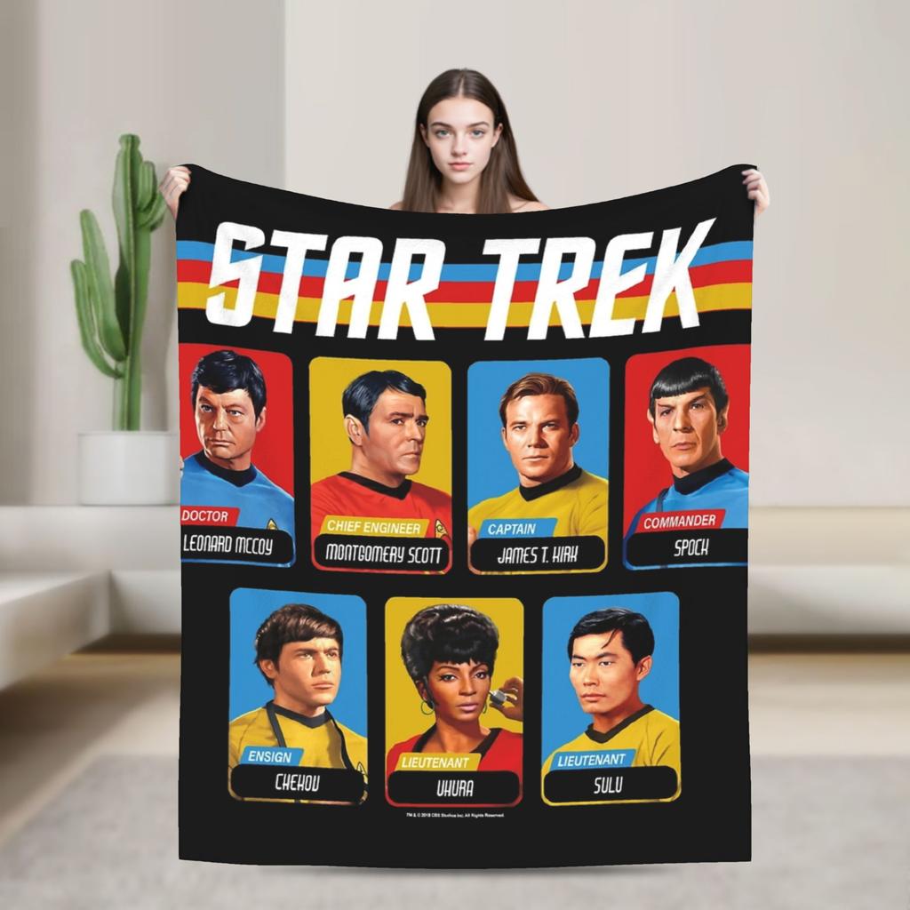 Stars Treks Discovery Enterprise Crest Blanket For Living Room Airplane Travel Flannel Bedspread Bed Cover