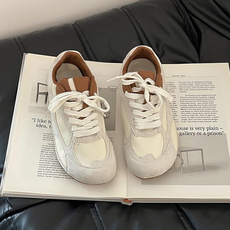 Color Matching Lace-up Forrest Gump Shoes Women's Fashion Versatile Retro 2025 Summer New Simple Platform Sports Shoes Soft-soled Shoes