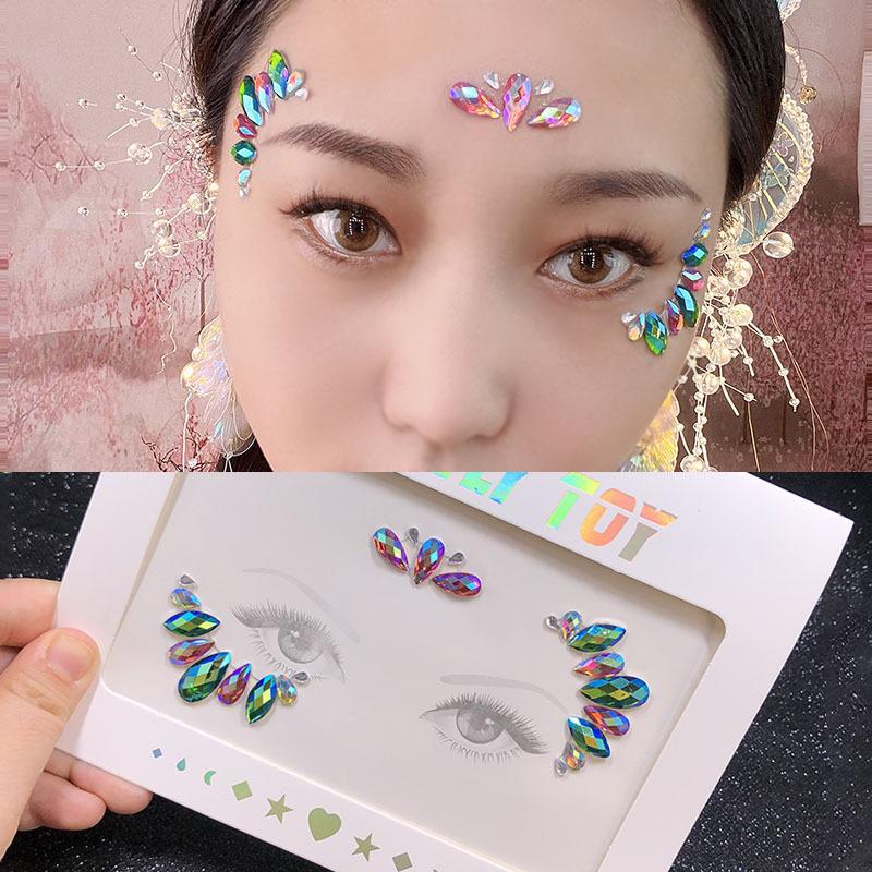 Crystal Tattoo Sticker Glitter Eyeliner Eyebrow Makeup Face Eyes Diamond Temporary Tattoo Rock Rhinestone 3D Eyeliner Stickers