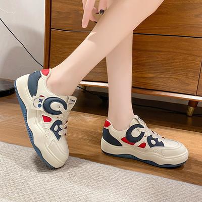 Women's Thick Baseplate Shoes 2025 Autumn New Casual Sports Shoes Comfortable Soft Sole Color Matching Fashion Versatile Student Shoes