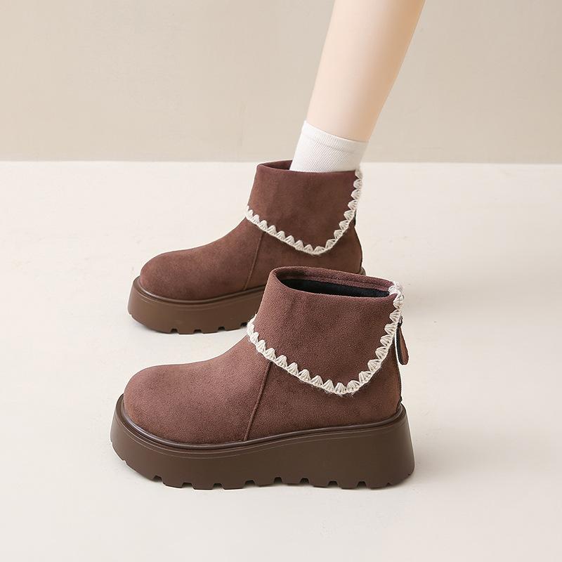 Simple Small Muffin Thick-soled Short Boots for Women's 2025 Autumn and Winter New Fashionable Versatile and Thin Martin Boots