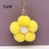 Aesthetic Handbag Pendant Plush Flower Keychain for Handbags, Five-petal Bag Charm, Women Fluffy Backpack Hanging Accessory Metal Key Chain