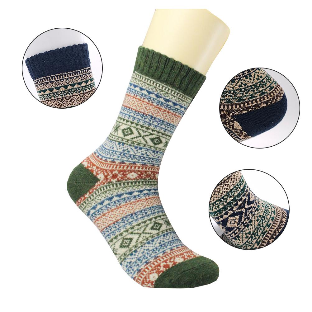 5 Pairs Wool Socks for Women Men Vintage Winter Warm Thick Cozy Socks Knitted Casual Soft Socks