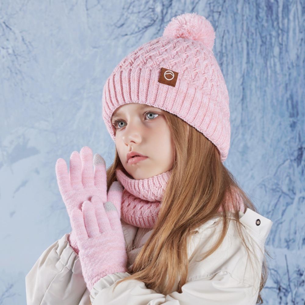 3Pcs Ear Protection Kids Winter Hat Scarf Gloves Set Unisex Scarf Cap New Children Beanie Cap
