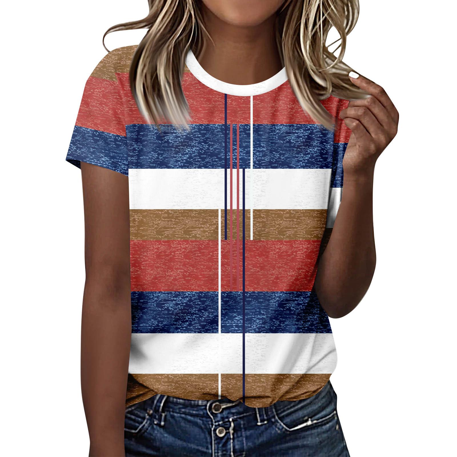 

Женские футболки, женские топы с короткими рукавами, нарядные летние повседневные модные блузки с круглым вырезом, топы-туники, День независимости XL киноварь