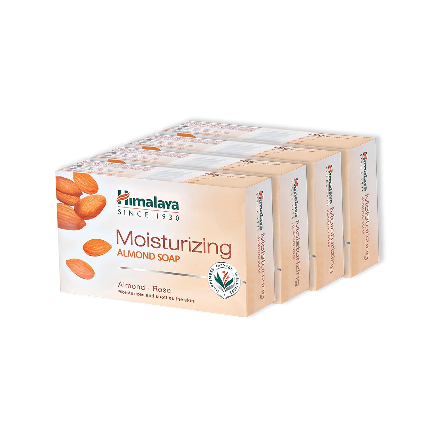 

Himalaya Herbals Almond And Rose Soap 75g Pack Of 4 Moisturizing Skin Care Bar For Soft Smooth And Nourished Skin