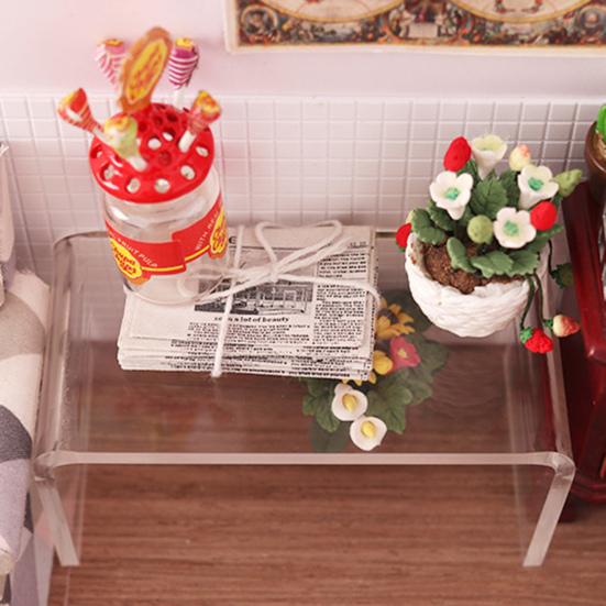 Dollhouse Modern Table Fine Workmanship Fadeless Bathroom Accessory Mini House Accessories Clear Table for Children