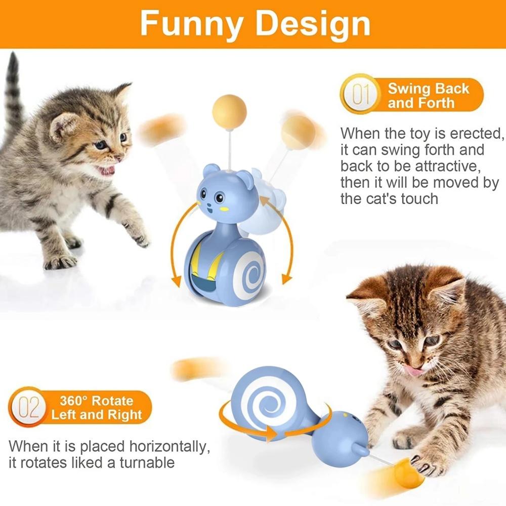 Cat Interactive Feather Toys Pet Bumbler Funny Toy Cat Rolling Teaser Balance Feather Wand Toys Rotating Ball Pets Accessories