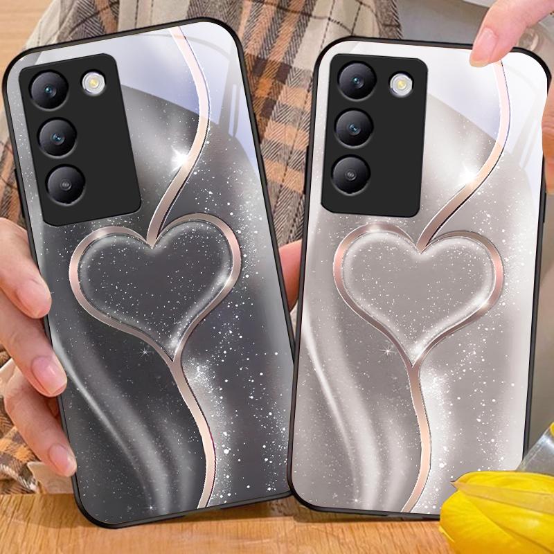 Gradual Love Big For Y72 33S 11 03 36 96 Lite 35 16 Iqoo 12 V40 SE 5G 29 40 21 30 X80 Pro Vivo Tempered Glass Phone Case Black