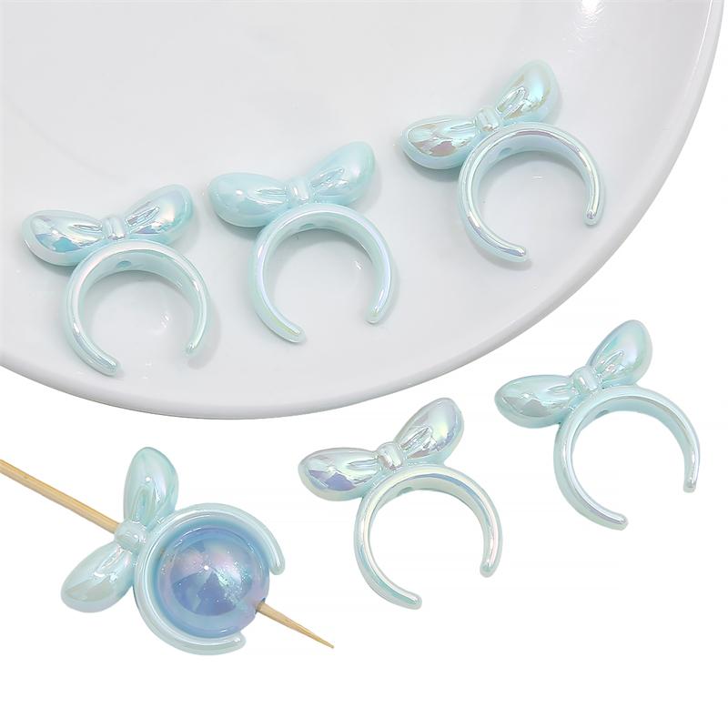 4pcs 25mm Acrylic Rabbit Bow Beads Charm for Necklace Keychain DIY Jewelry Craft Making