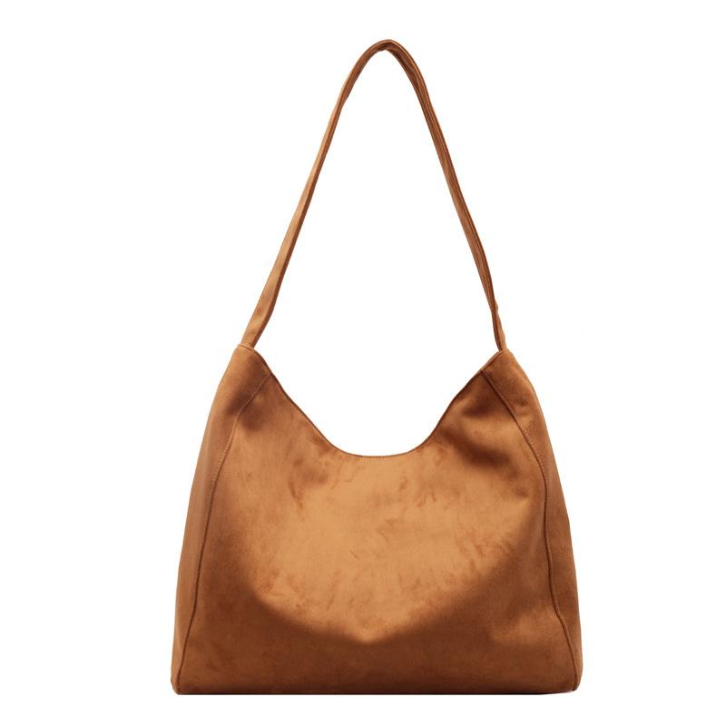 

Textured large-capacity commuter tote bag, simple and versatile shoulder bag, class travel fashion and high-end bag коричневый