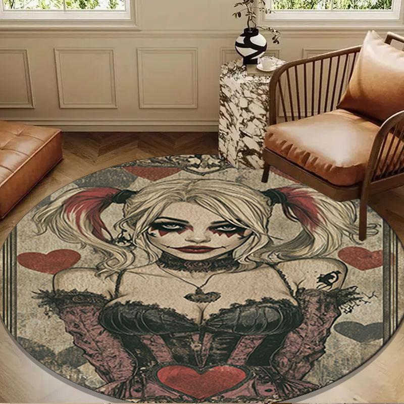 Jo-ker Floral Portrait Round Rug for Livingroom,Bedroom, Palyroom, Chair Rug, Area rug, Circle Carpet, Large Size Fan Christmas gift