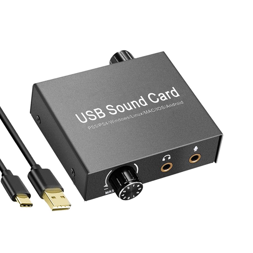 

USB Sound USB Driver Free Audio Sound External Set Top Box Computer External Converter Compatible with etc H.May 2.0 Card, 3.5mm Port, PS5, Computer,