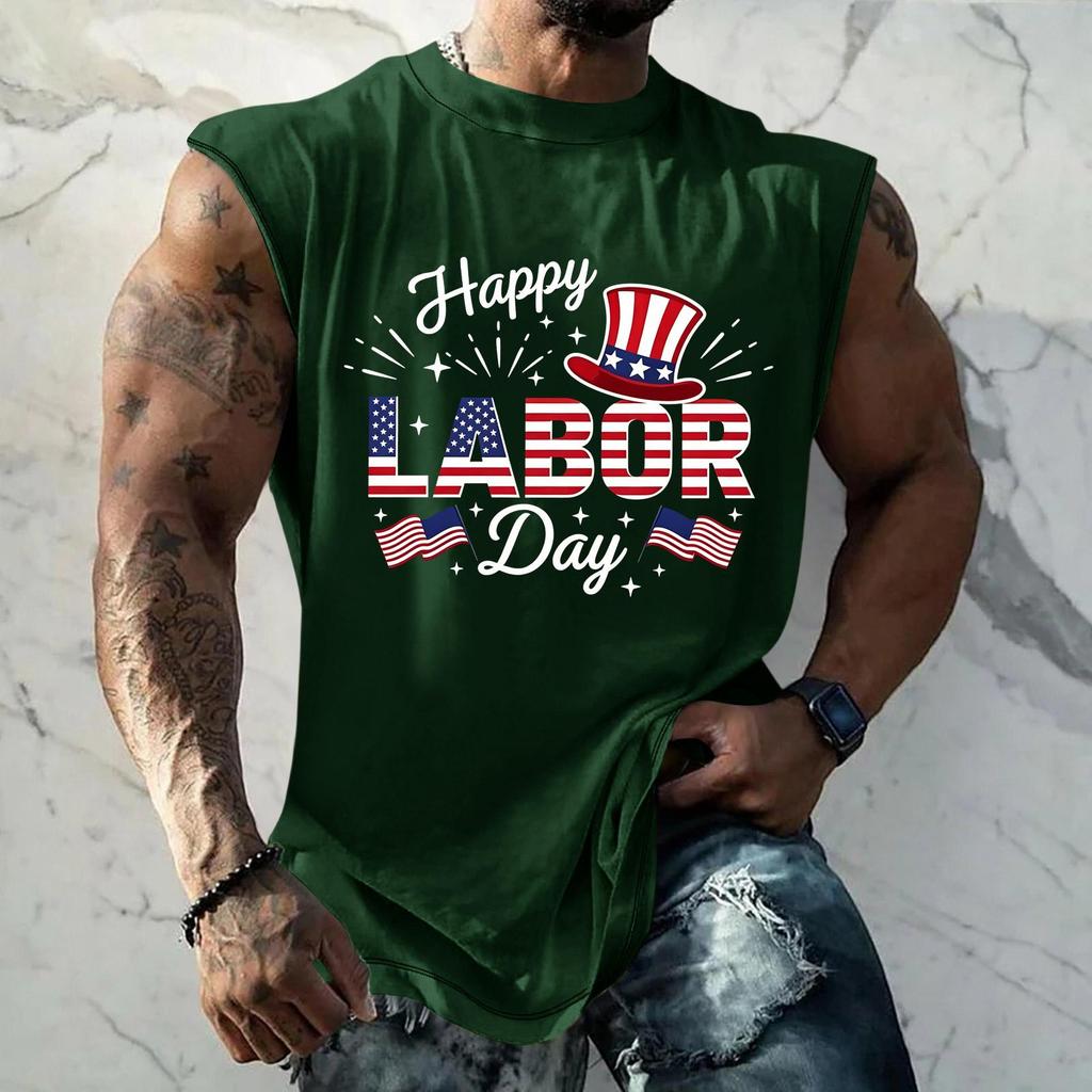 Men's Sleeveless Muscle Tank Top Casual Loose Fit Graphic Print Workout Gym Shirt Summer Sportswear