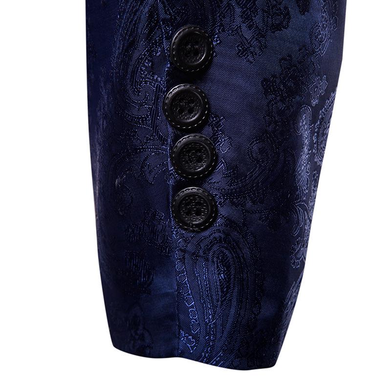 Men's Plus Size Court Style Dark Pattern Single Button Slim Fit Jacket