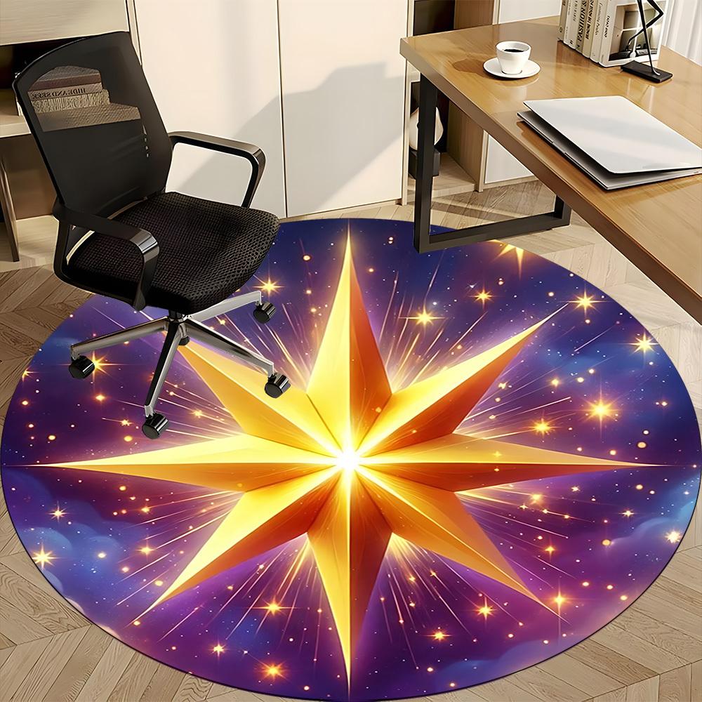 1pc Celestial Star Print Carpet for Office Non-Slip, Round Carpet, Soft & Comfortable, Carpet for Office, Lightweight Round Floor Mat
