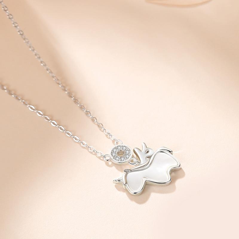 Cute Dreamy Unicorn Clavicle Necklace Sweet White Mother Of Pearl Jewelry For Women