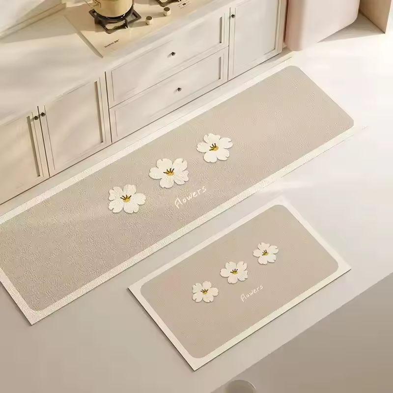 Korean Ins Style Kitchen Mat, Quick Drying Water Absorbing Non Slip Splash Proof Cushioned Floor Mat for Sink Area