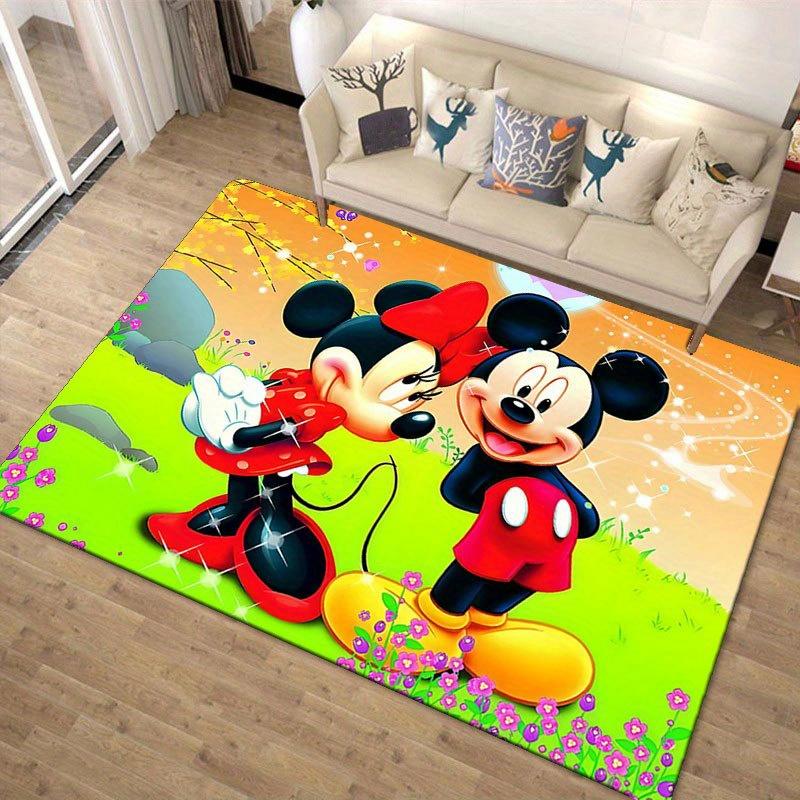 1ks Koberec s motivem Disney Mickey Mouse a Minnie, Kusový koberec, Protiskluzový koberec, Ručně pratelná podložka pod nohy, Vhodné pro obývací pokoj, ložnici, bytový dekor
