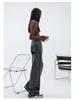 2025 Autumn/Winter Distressed High-Waisted Straight-Leg Women's Wide-Leg Jeans