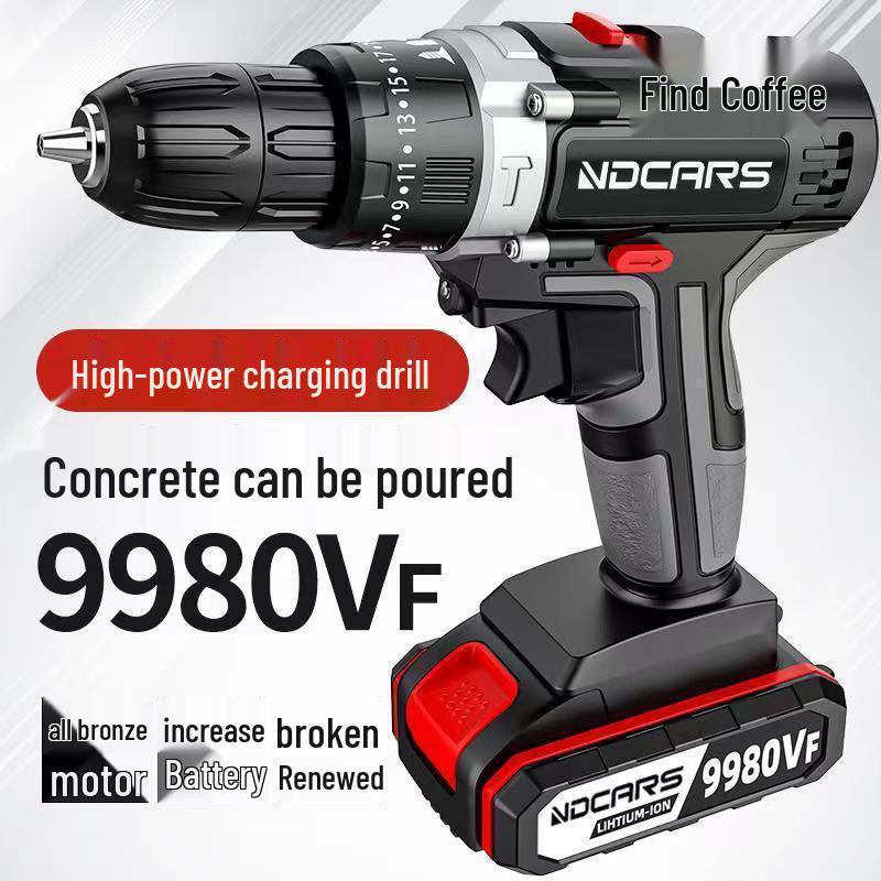 Dual Speed Industrial-Grade Cordless Impact Drill, Rechargeable Electric Screwdriver with Lithium Battery for Household and Multifunctional Use