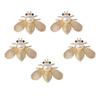 5 Pieces Bee Shape Alloy Rhinestone Pearl Flatback Button for Accessories Jewelry Making
