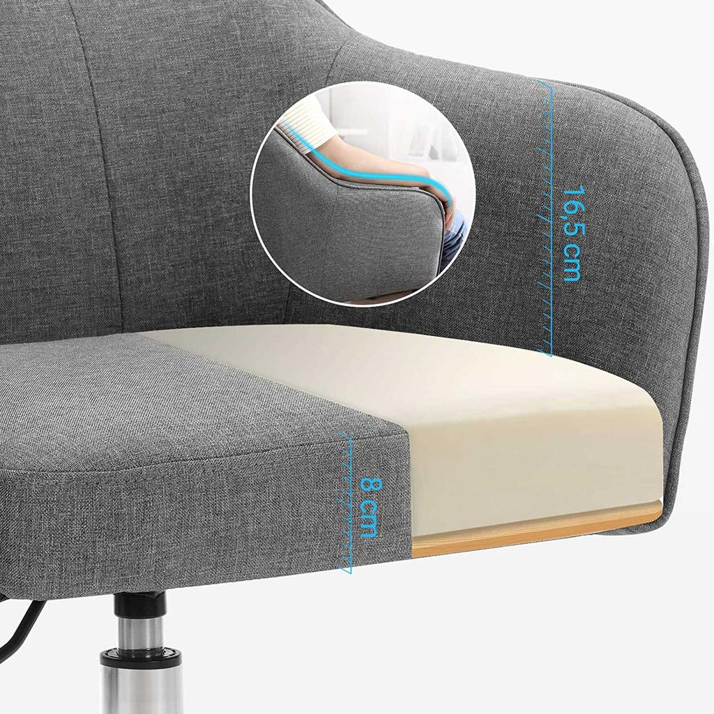 SONGMICS Office Chair, Comfortable Desk Chair, Height-Adjustable Computer Chair, Holds up to 120 kg, Steel Frame, Imitation Linen, Breathable