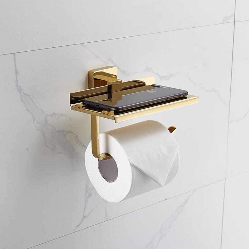 Brass Paper Towel Holder Bathroom Marble Paper Roll Holder Brushed gold/Gold Toilet Paper Plane Mobile Phone Holder White/Green