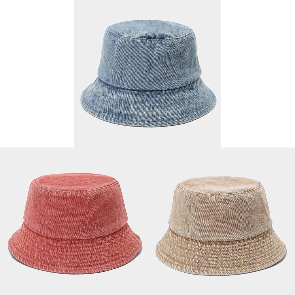 Vintage Denim Fisherman Hat With Wide Brim For Sun Protection And Casual Style